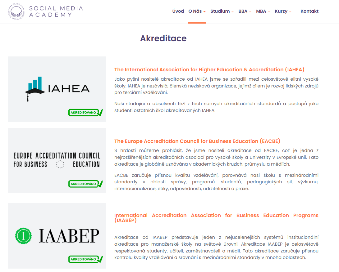 SOCIAL MEDIA ACADEMY AKREDITACE