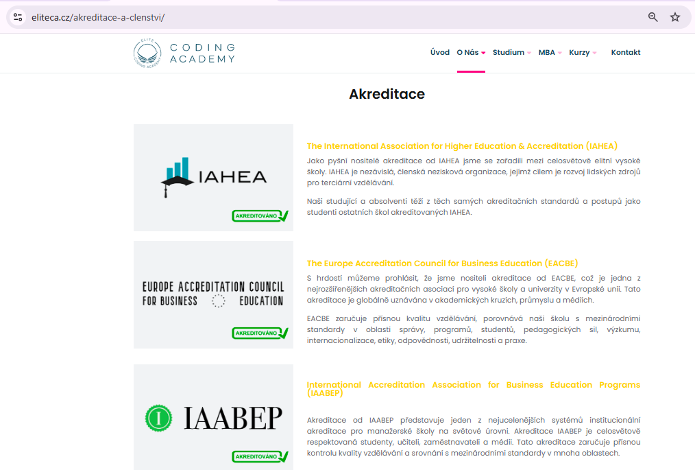 ELITECA Akreditace